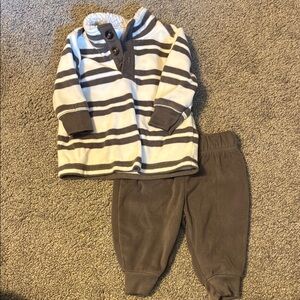 Carter's Black and White Striped Sweatpants Set